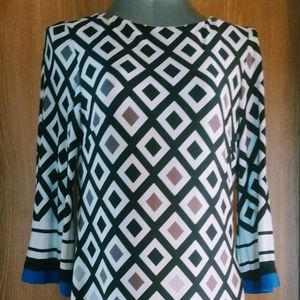 EUC Eliza J Size 8 Multicolor Geometric 3/4 Sleeve